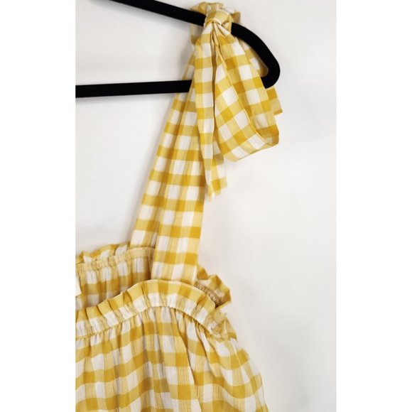 Made With Love Dress Womens  Small Yellow Check Smock Sleeveless Knee Length - Picture 10 of 12